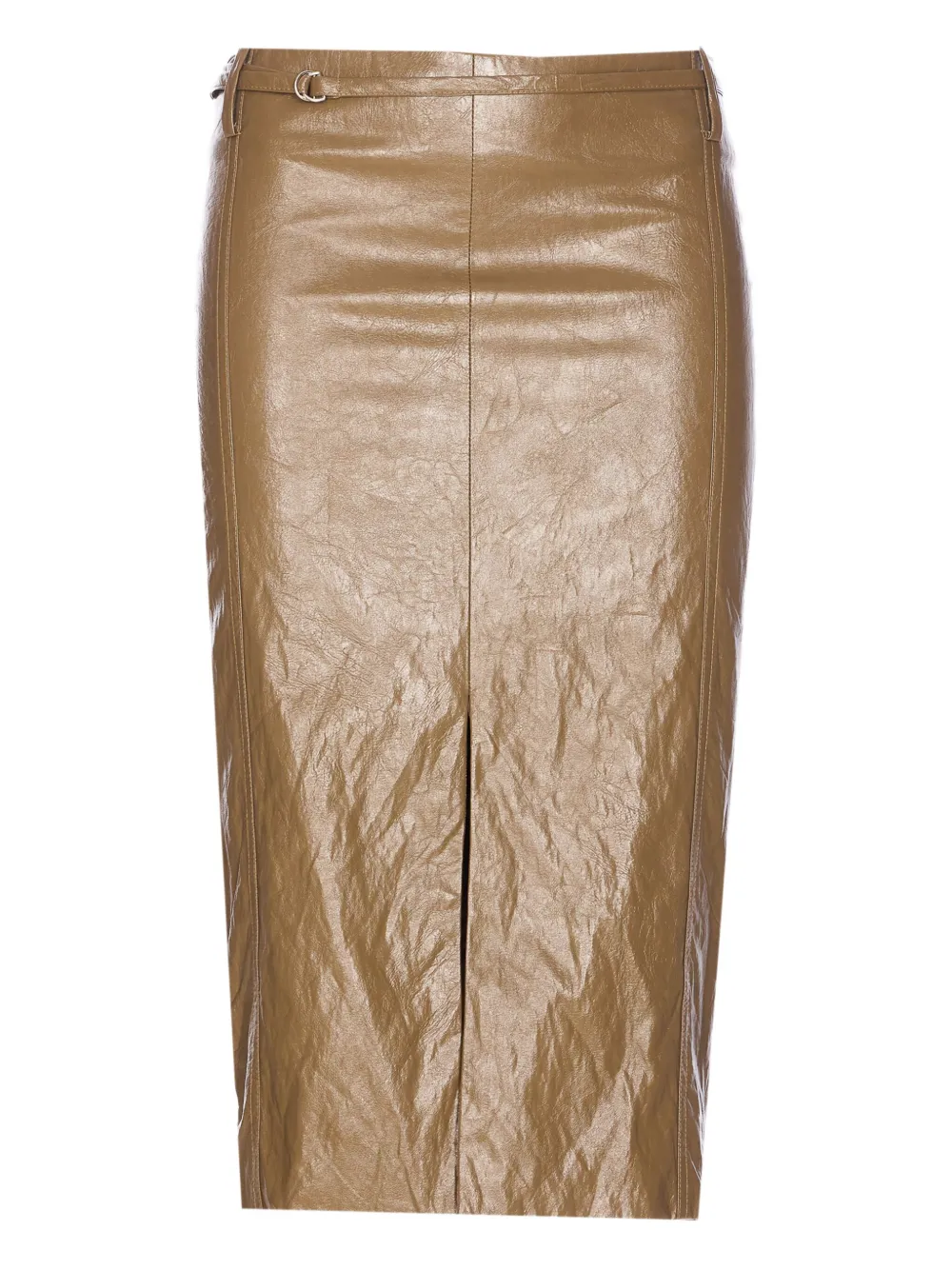 Ele Belted Front-split Midi Skirt In Brown