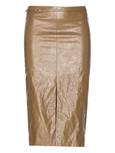 Ele belted front-split midi skirt