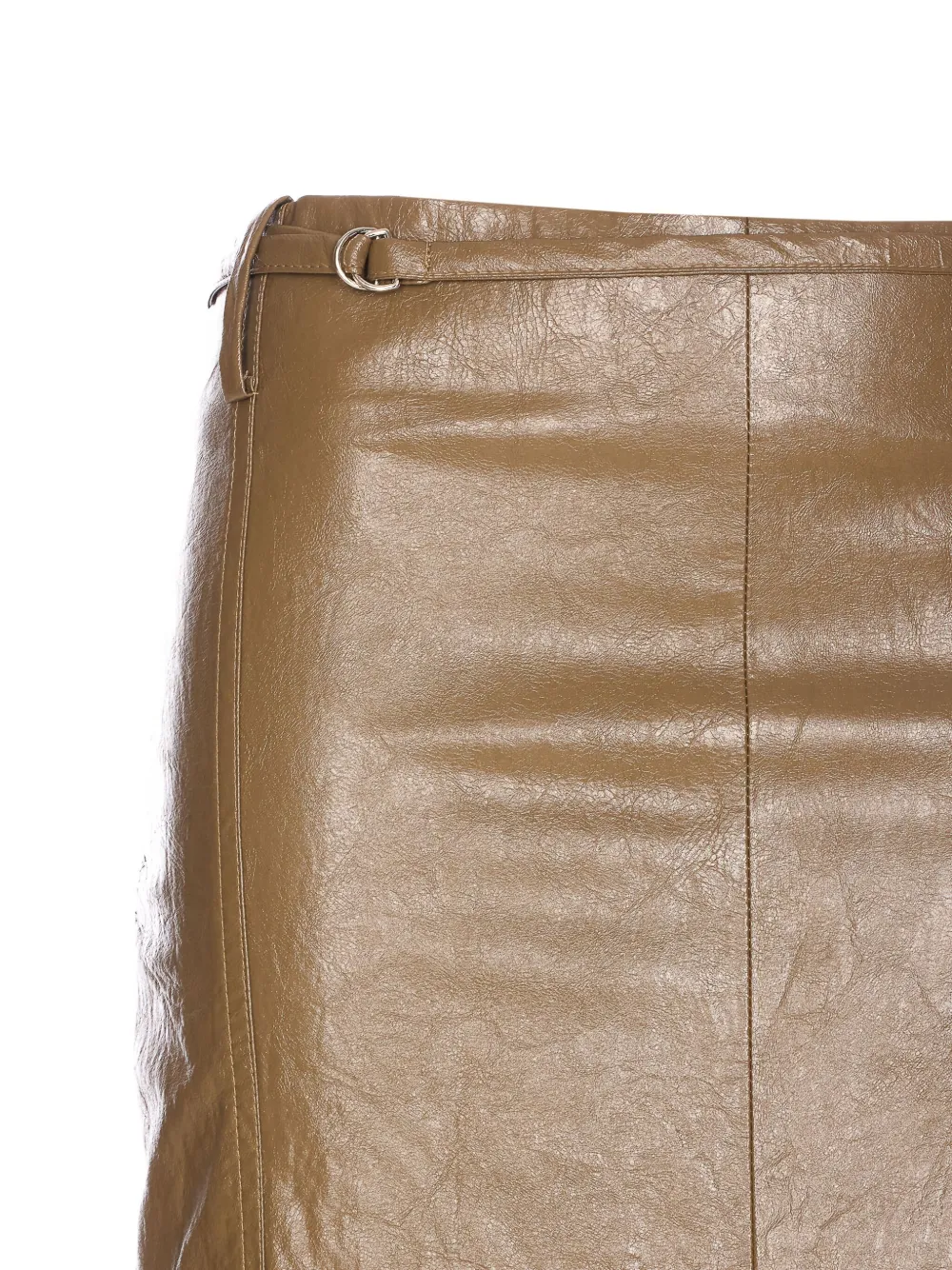 Ele Belted Front-split Midi Skirt In Brown