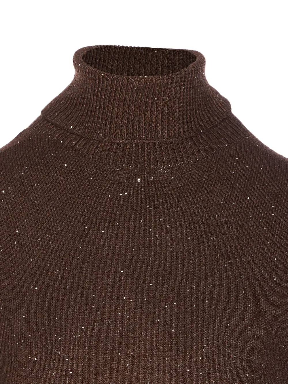 Liu •jo Sequined High Neck Midi Dress In Brown