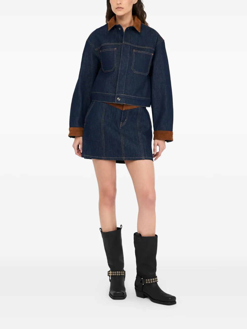 LIU JO Denim mini-rok met suède vlak - Blauw