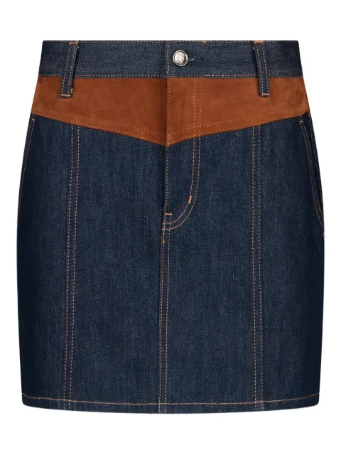 LIU JO suede-panel denim mini skirt