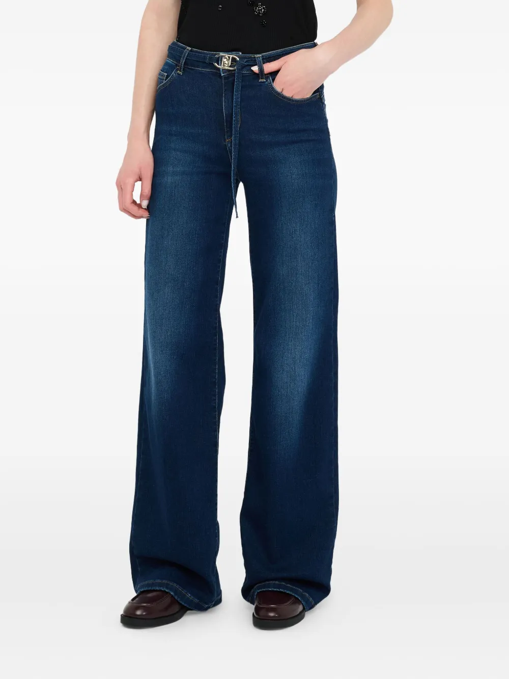 Liu •jo Flared Jeans With Belt In Blue