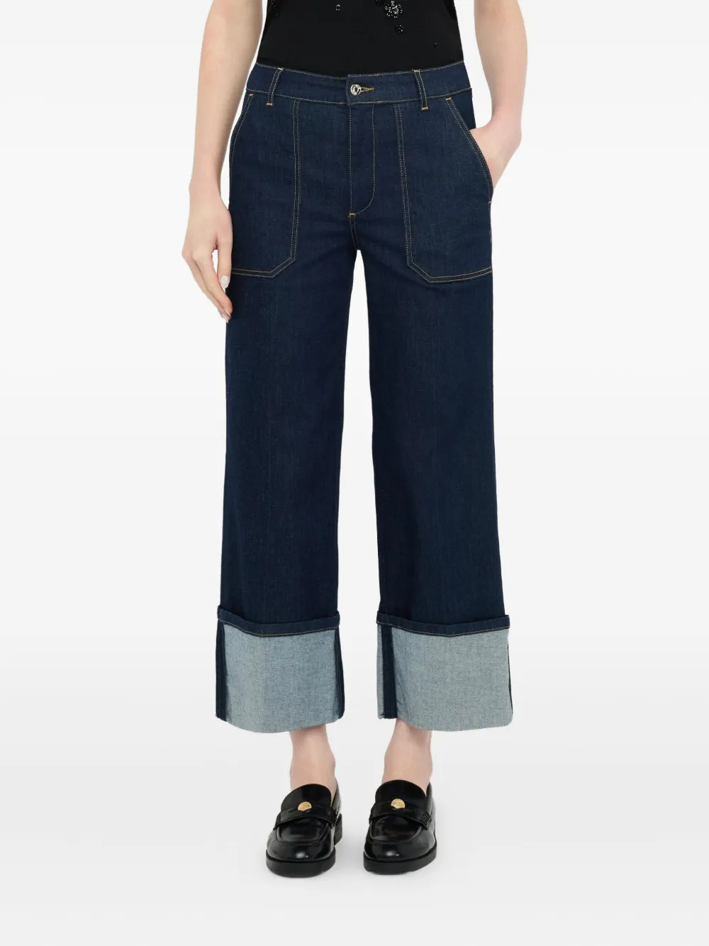 Liu •jo Straight Cropped Jeans In Blue