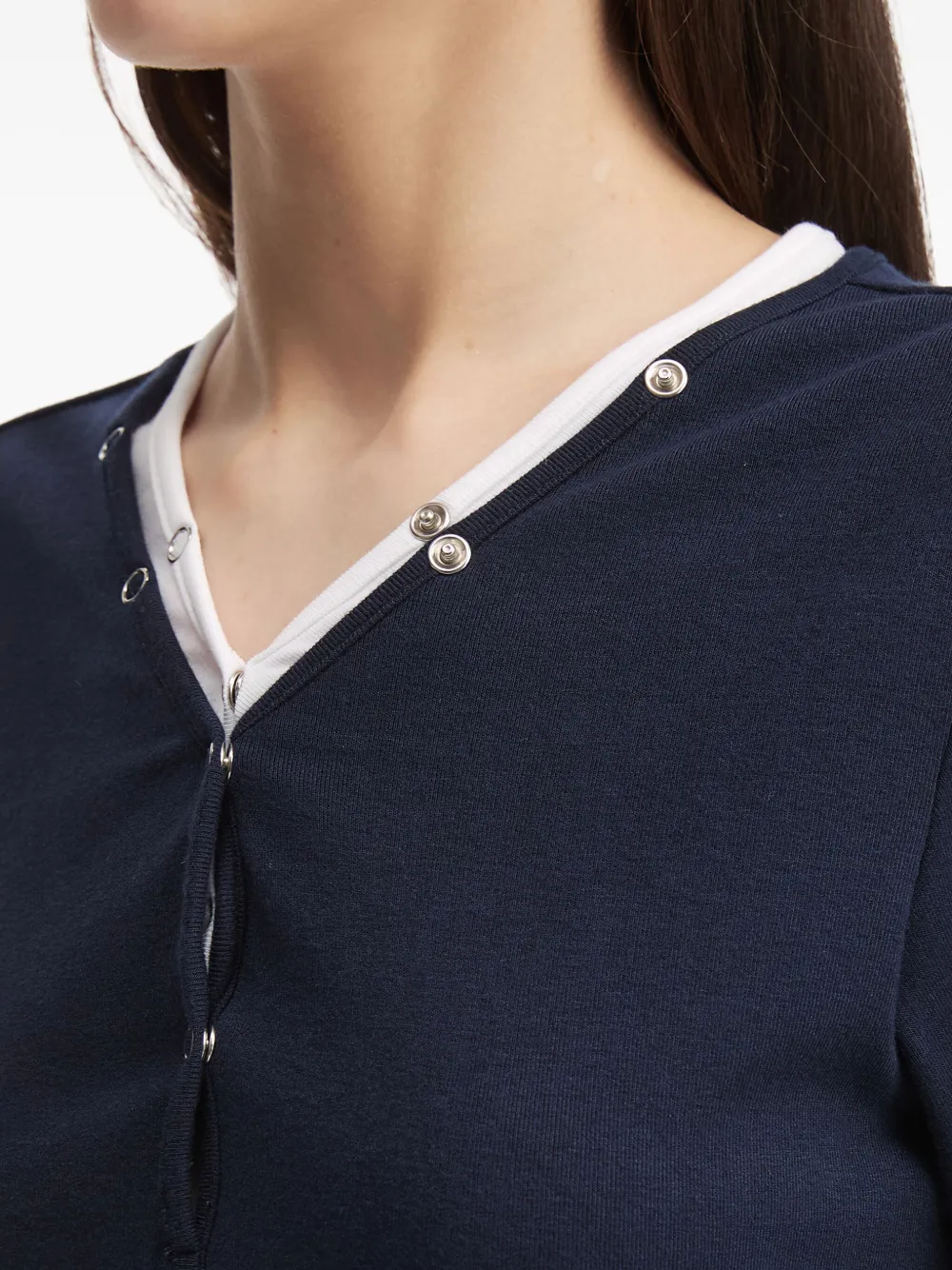 tout a coup T-shirt met V-hals en lange mouwen Blauw