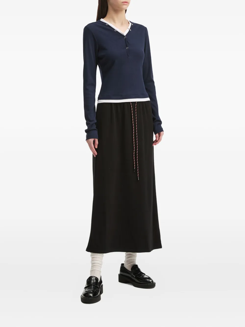 tout a coup T-shirt met V-hals en lange mouwen Blauw