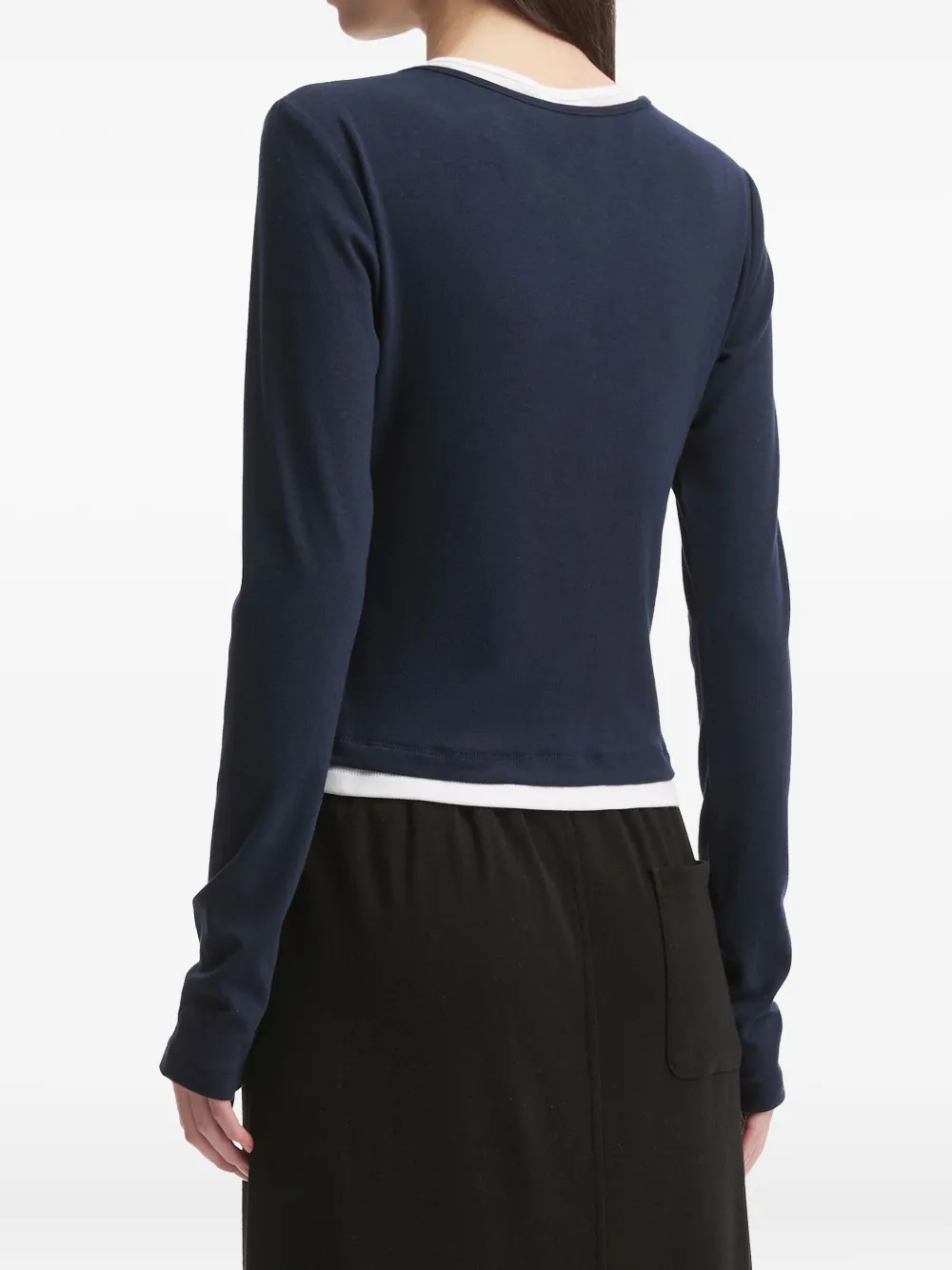 tout a coup T-shirt met V-hals en lange mouwen Blauw