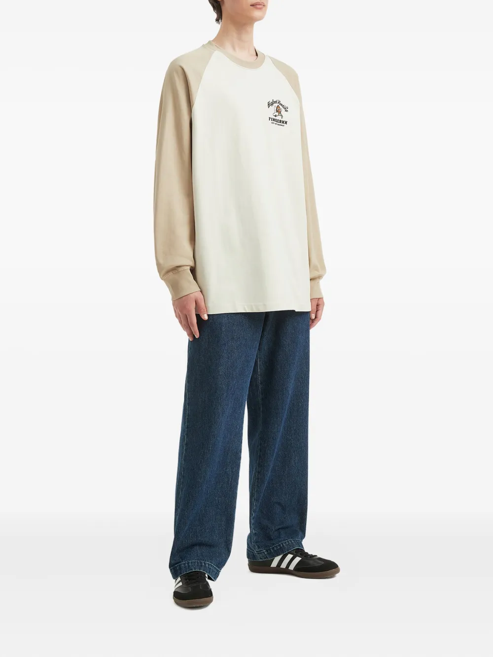 Fingercroxx Two-tone Embroidered T-shirt In Multi