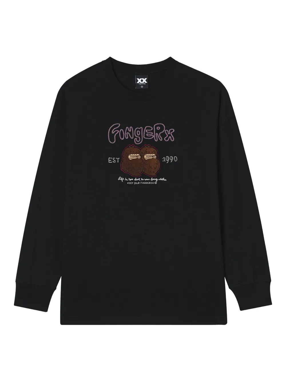 FINGERCROXX embroidered long-sleeve top | Black | Image 1