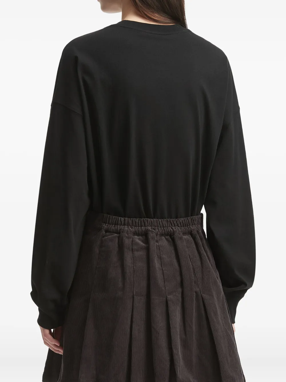 Fingercroxx Embroidered Long-sleeve Top In Black