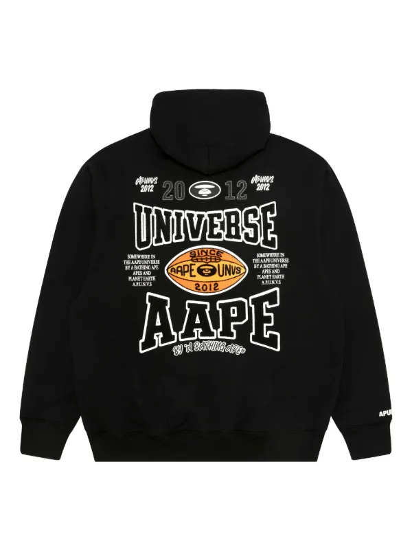 AAPE BY *A BATHING APE® Embroidered long-sleeve Hoodie Black FARFETCH IN