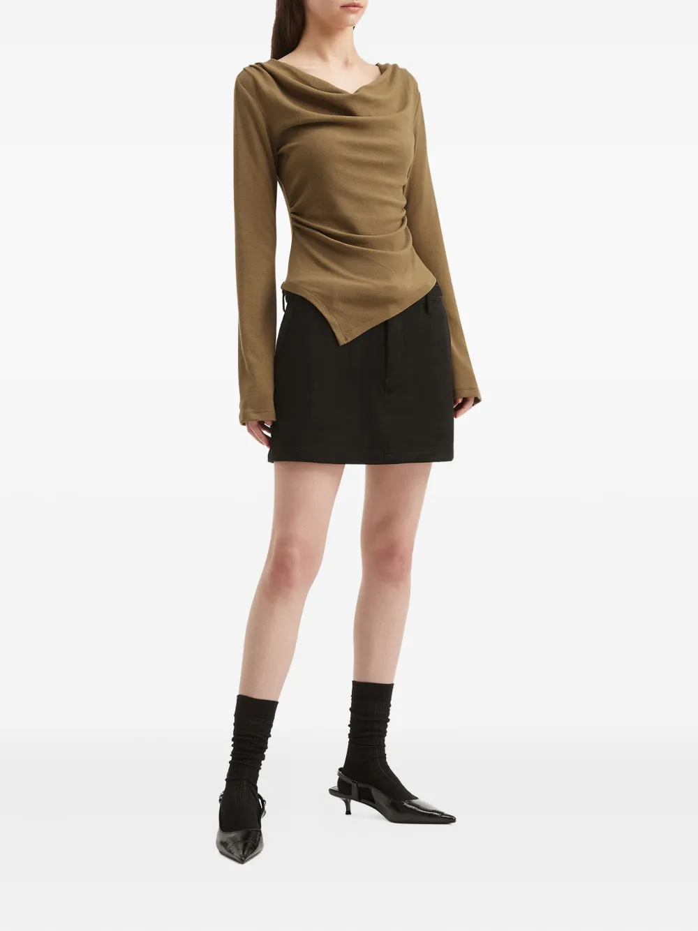 B+ab cowl-neck asymmetric top - Bruin
