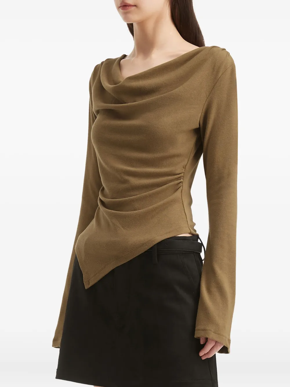 B+ab Cowl-neck Asymmetric Top In Brown