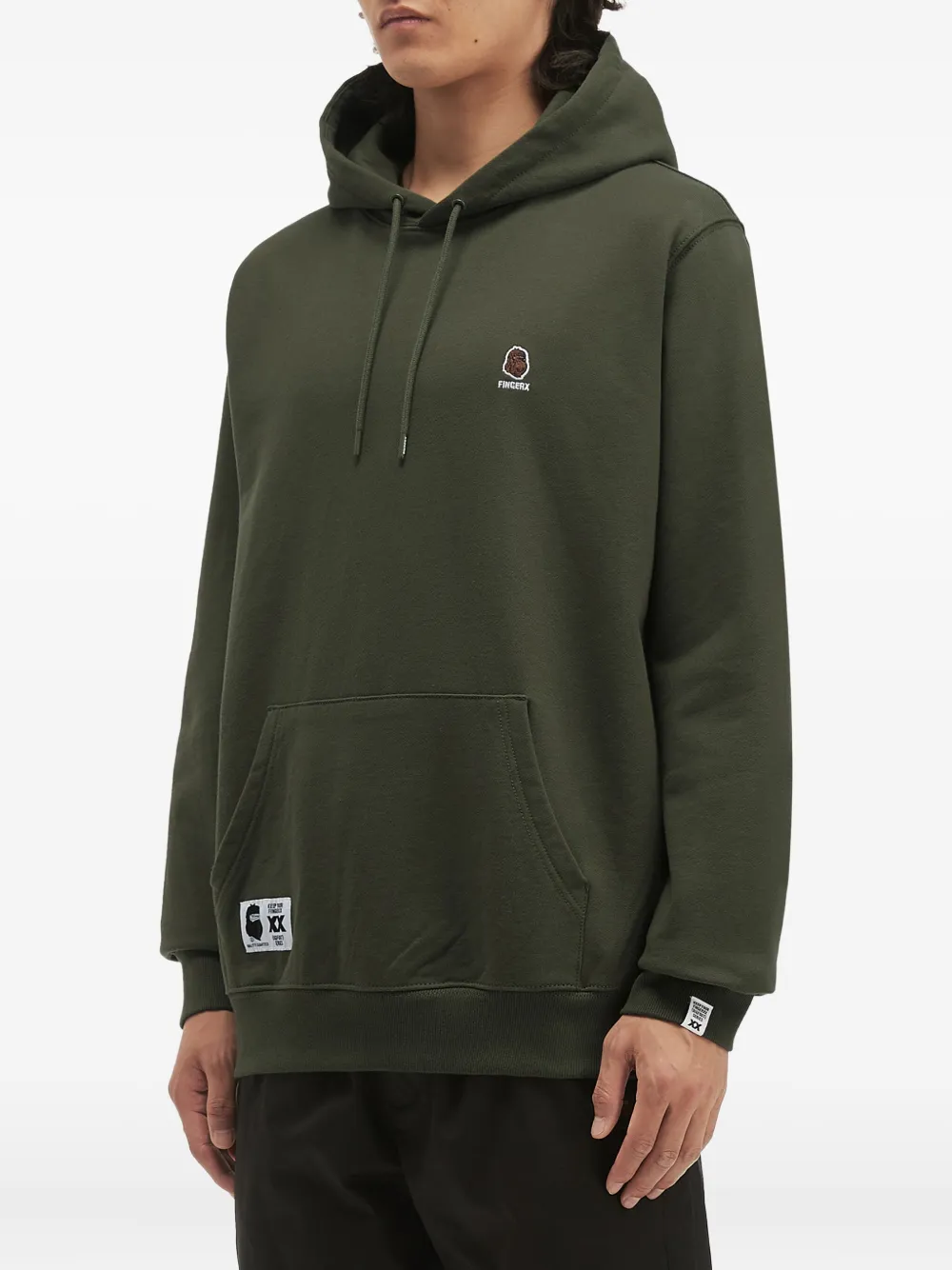 Fingercroxx Embroidered Kangaroo-pocket Hoodie In Green
