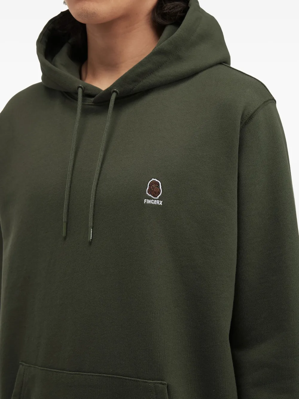 Fingercroxx Embroidered Kangaroo-pocket Hoodie In Green