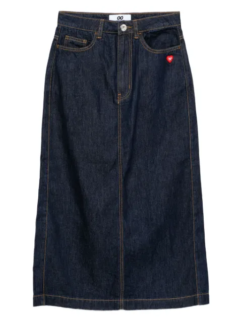 CHOCOOLATE logo-patch denim skirt