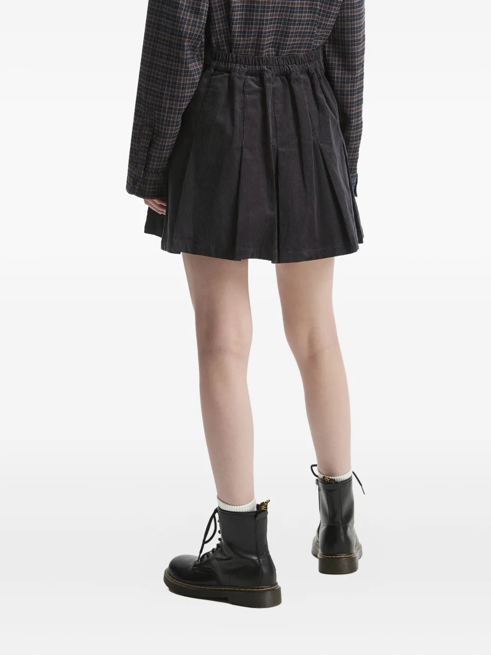 Fingercroxx Pleated Corduroy Mini Skirt In Black