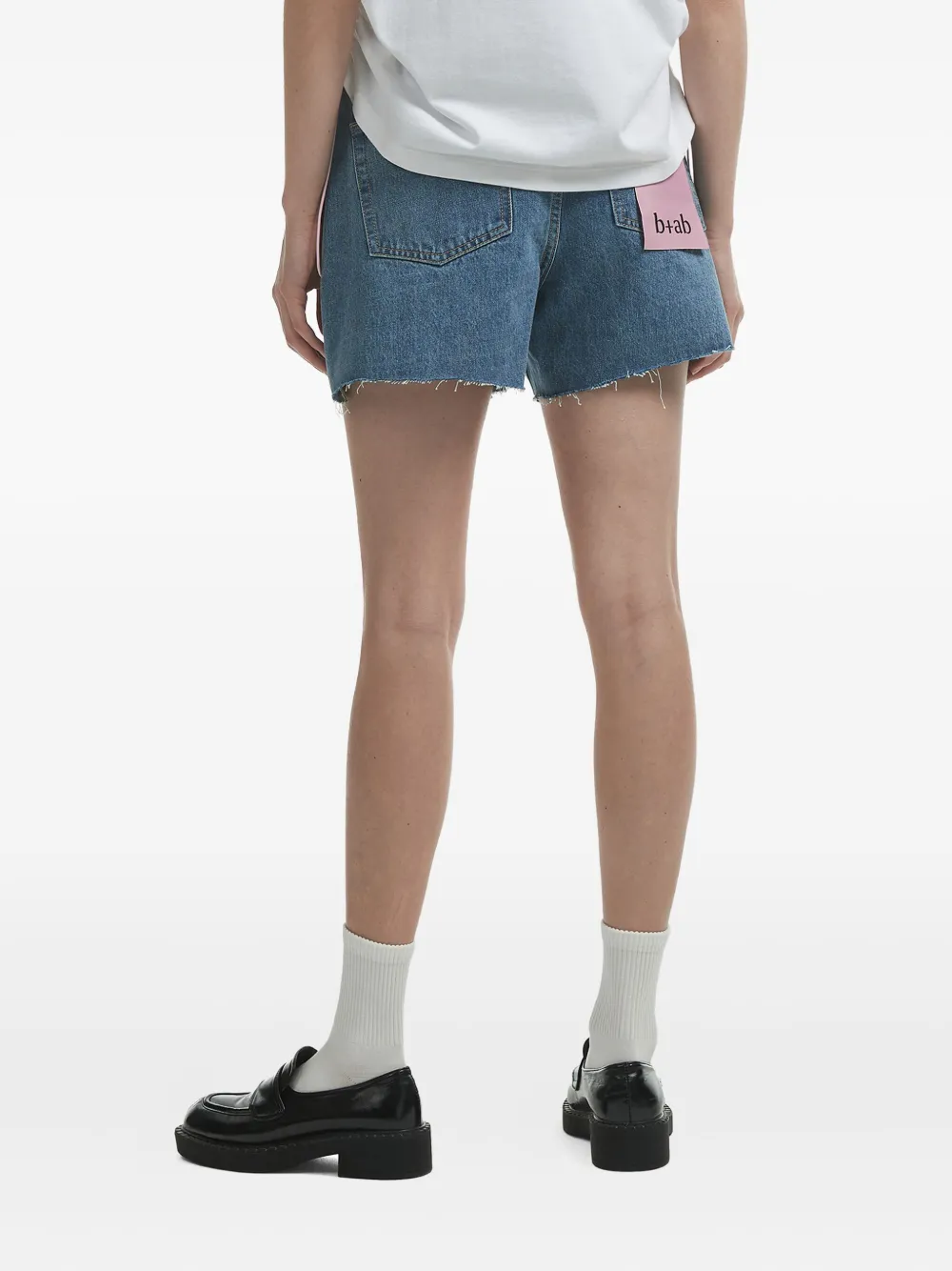 B+ab Contrast-stitching Denim Shorts In Blue