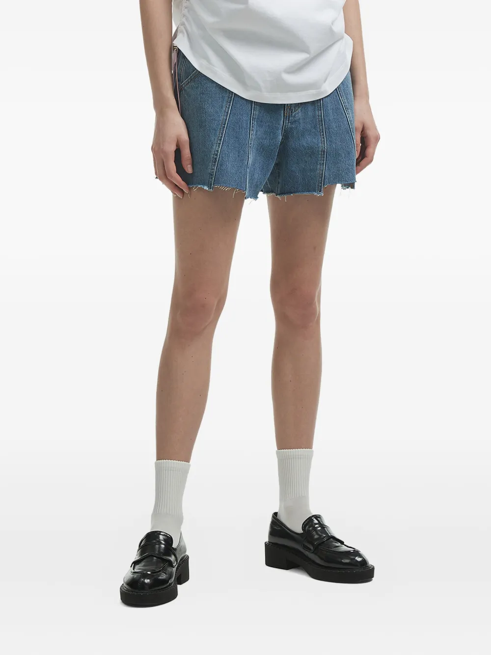 B+ab Contrast-stitching Denim Shorts In Blue
