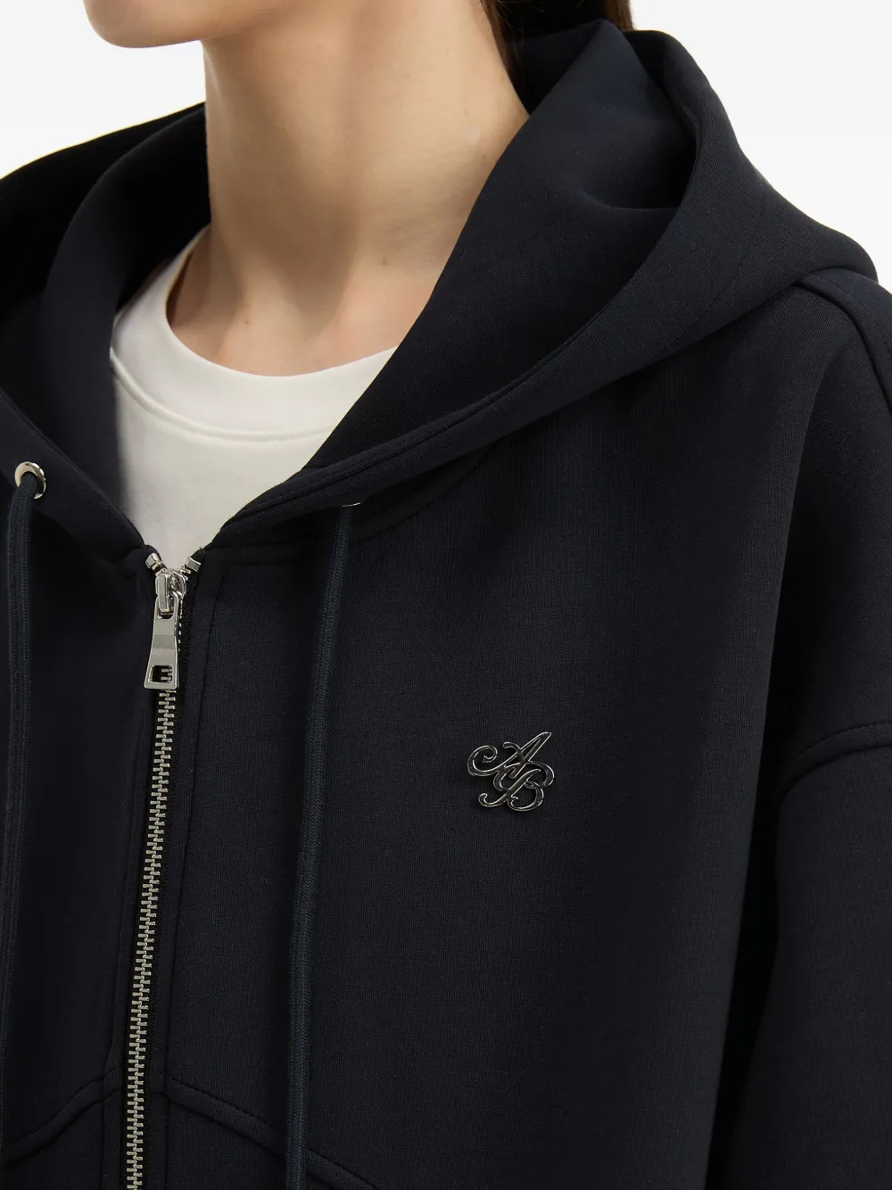 b+ab Hoodie met rits en logodetail Zwart