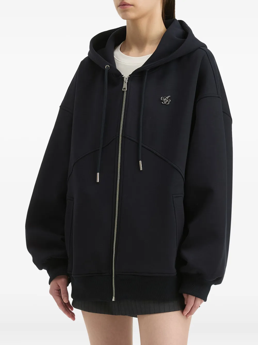 b+ab Hoodie met rits en logodetail Zwart