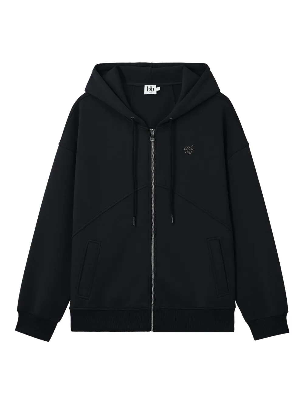 b+ab zip-front logo-detail hoodie | Black | Image 1