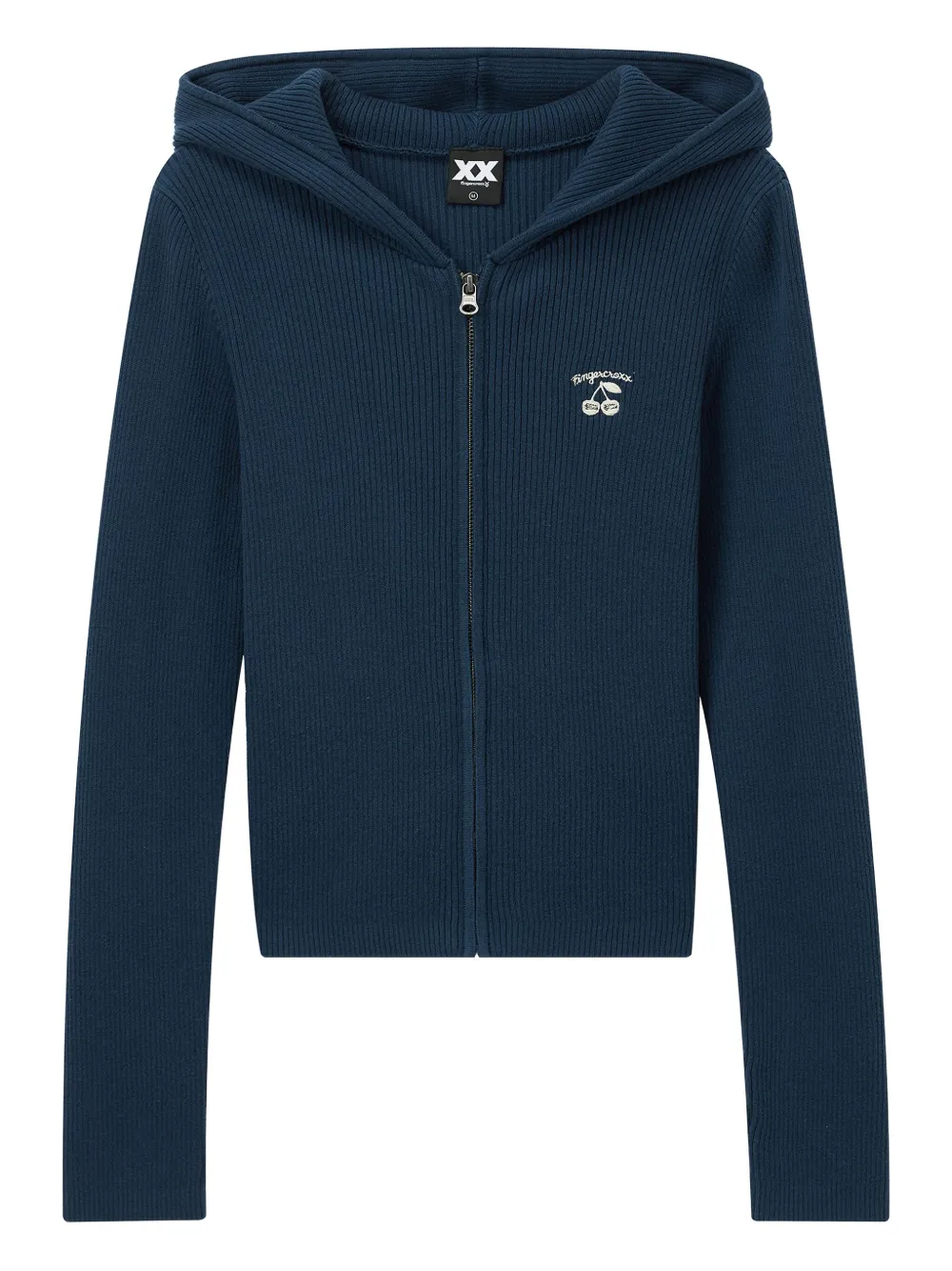 FINGERCROXX hooded ribbed cardigan | Blue | Image 1