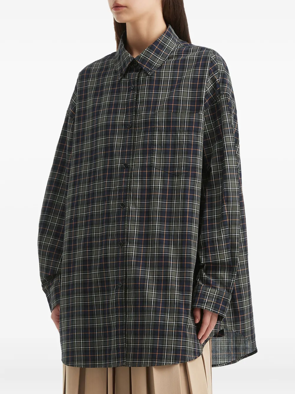 B+ab Checked-pattern Cotton Shirt In Multi