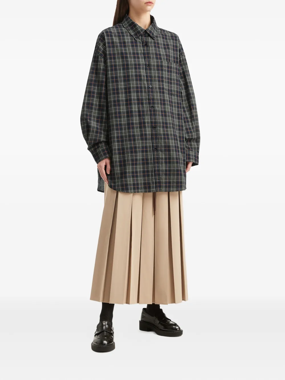 B+ab checked-pattern cotton shirt - Blauw