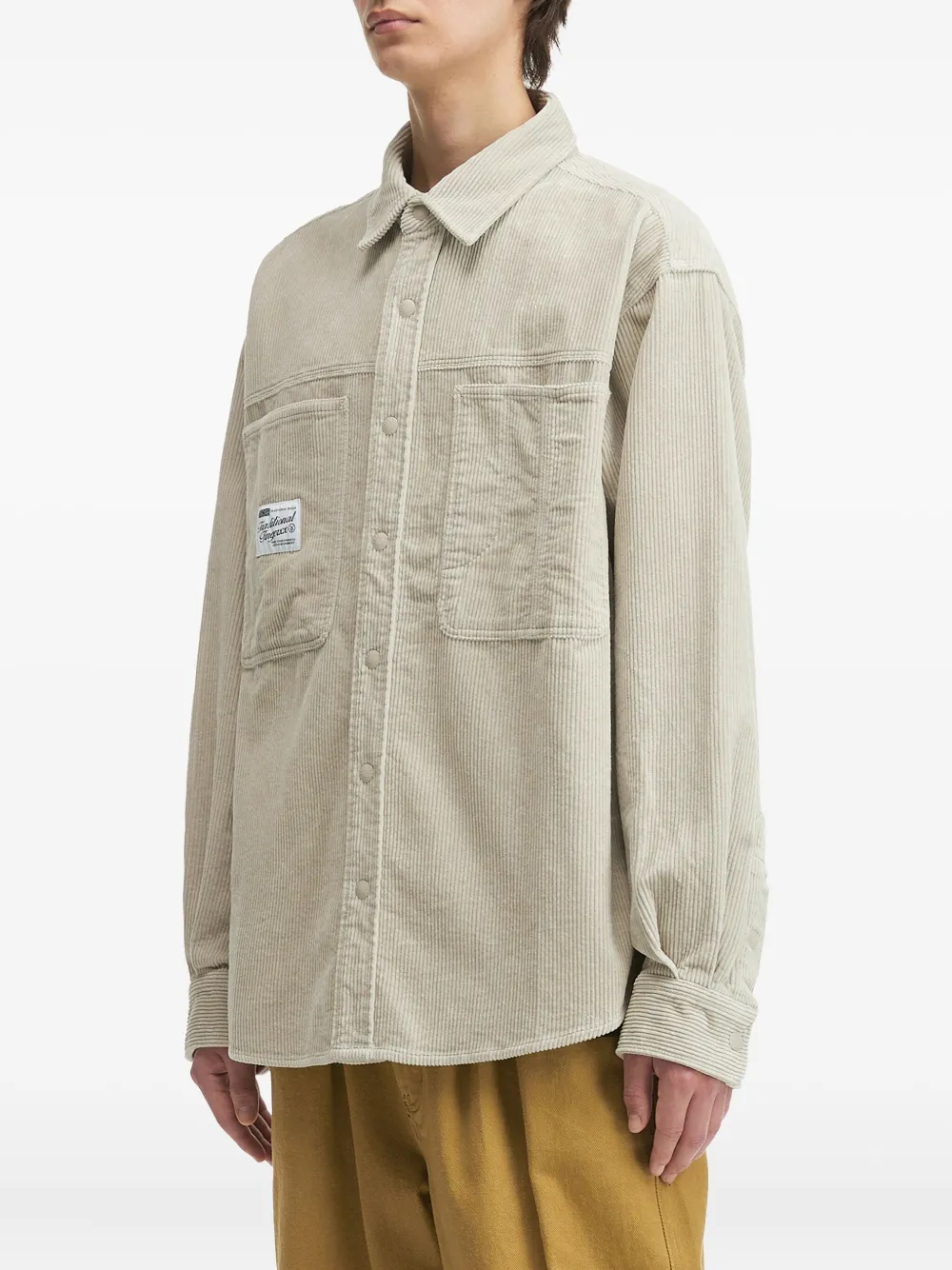Fingercroxx Corduroy Patch-pocket Shirt In Neutral