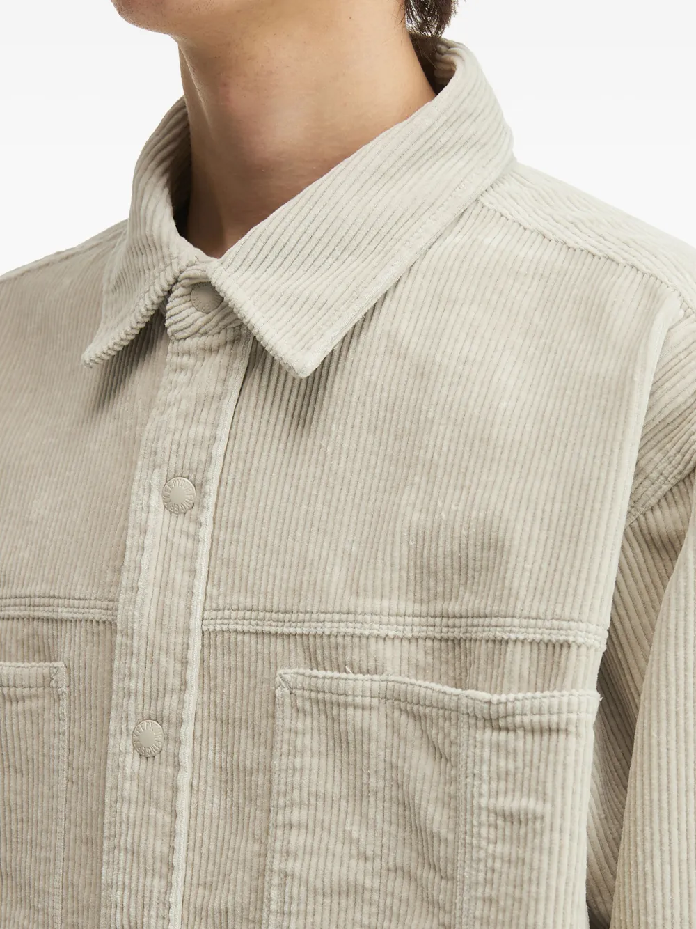 Fingercroxx Corduroy Patch-pocket Shirt In Neutral