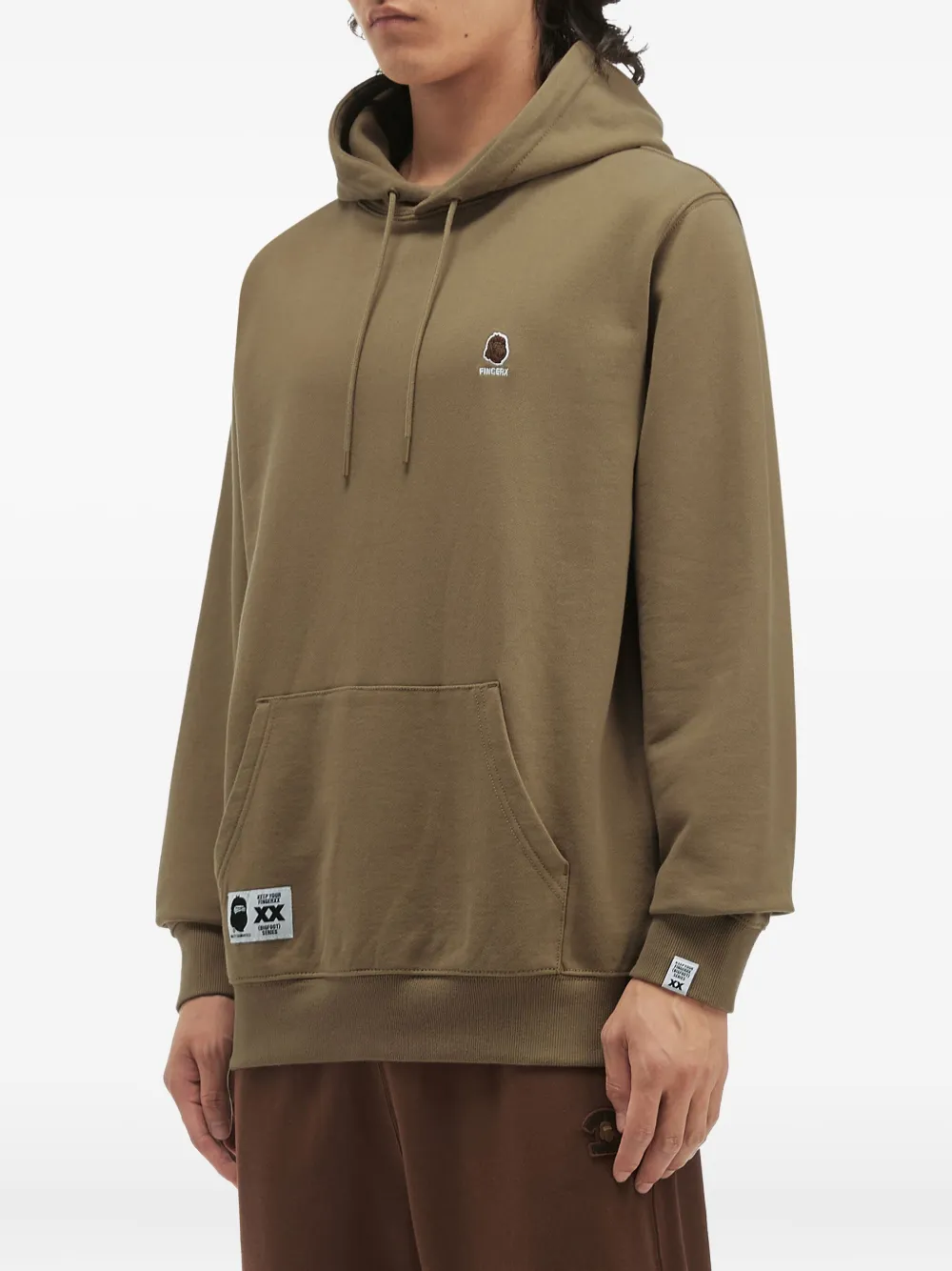 Fingercroxx Embroidered-logo Hoodie In Green