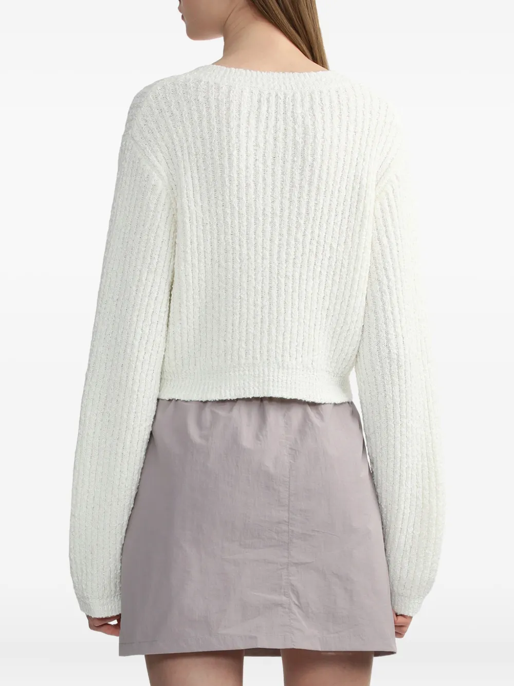b+ab Geribbeld vest met zakdetail Wit