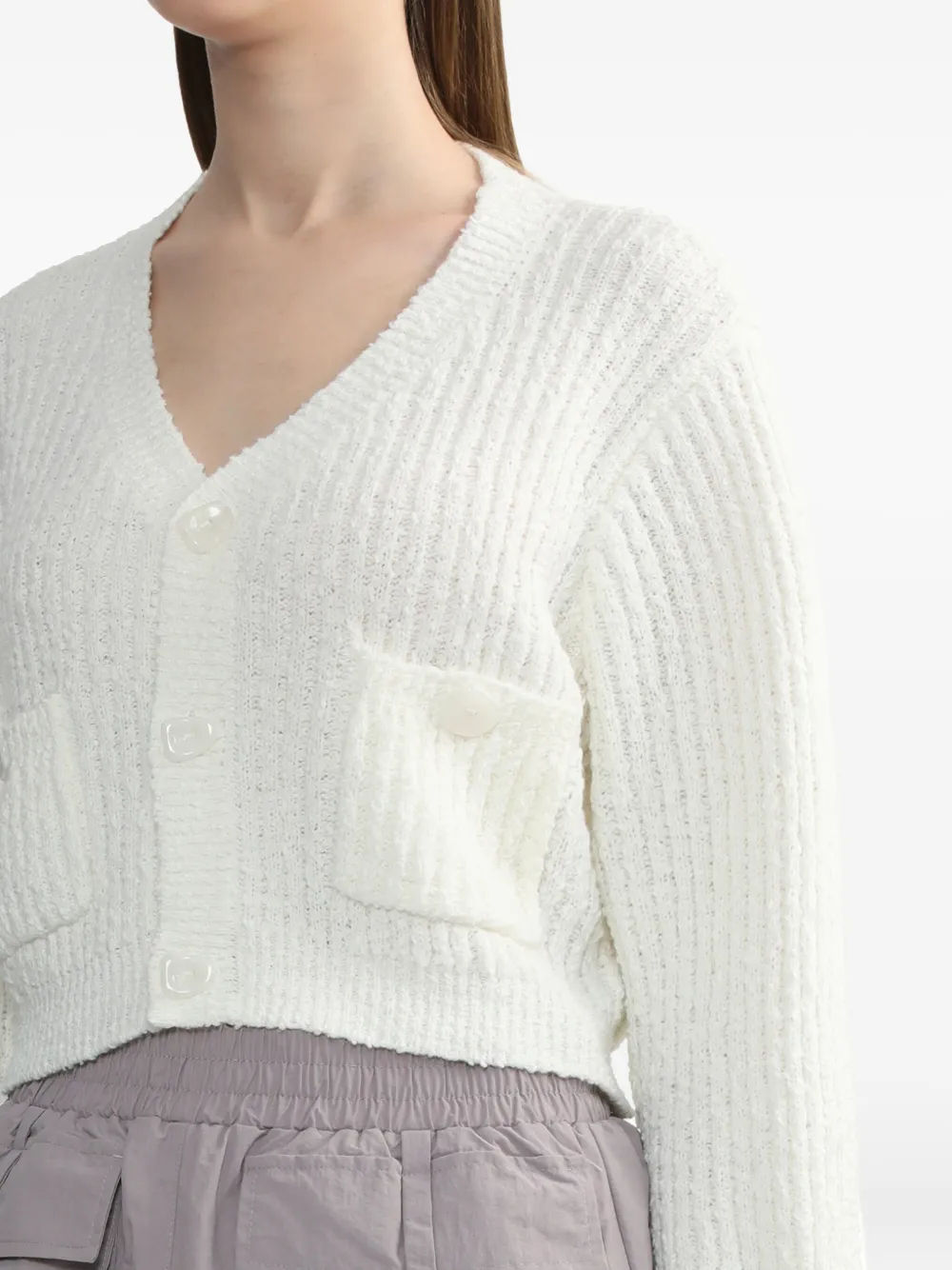 b+ab Geribbeld vest met zakdetail Wit