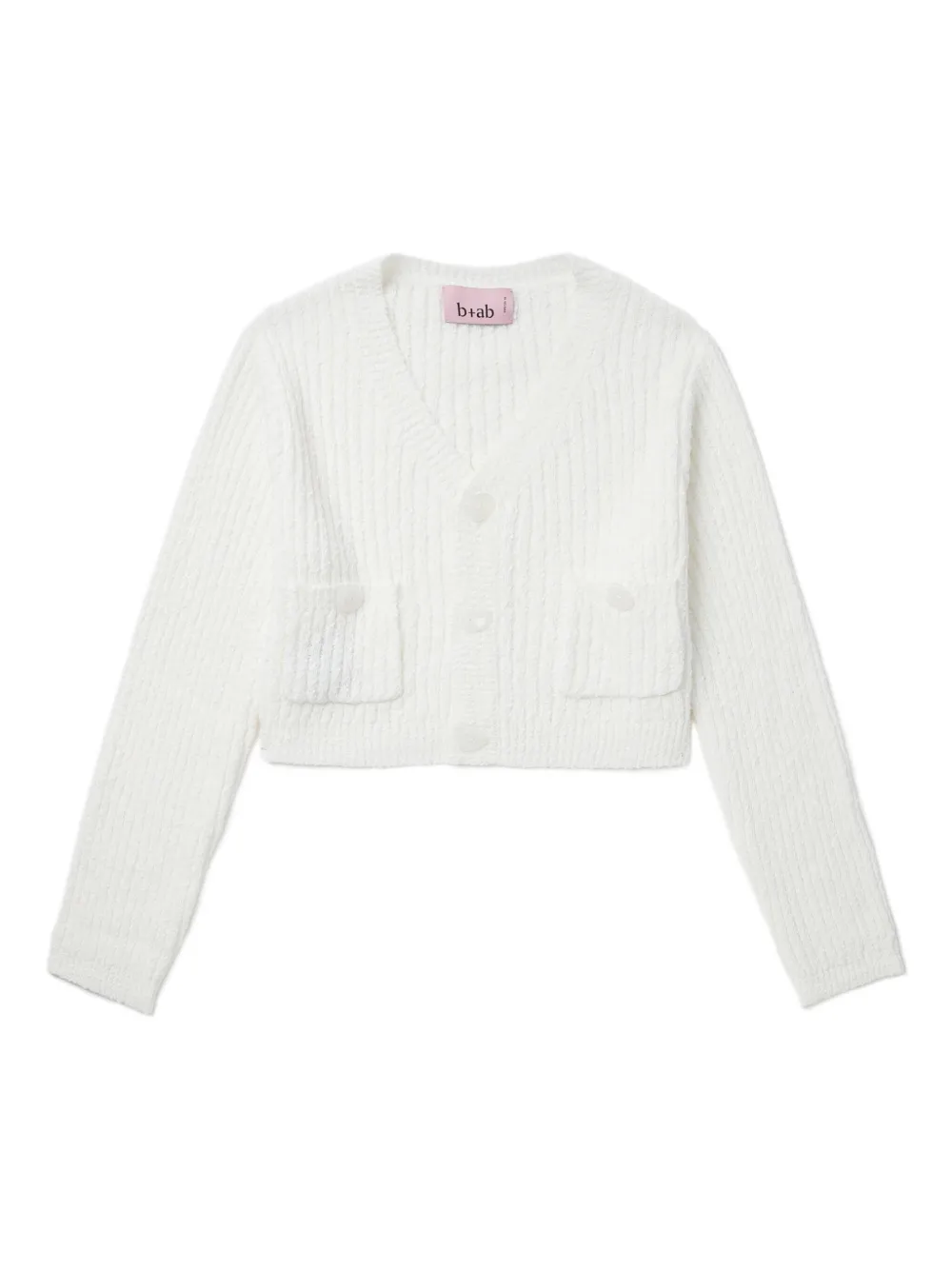 b+ab pocket-detail ribbed cardigan | White | Image 1
