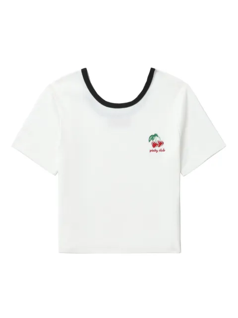 b+ab cherry-embroidered ribbed top