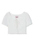 b+ab eyelet lace-up top - White