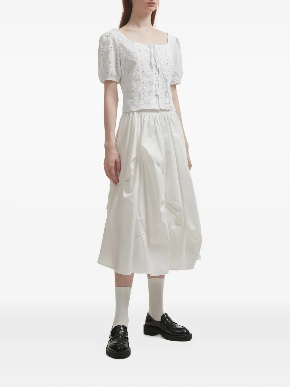 B+ab eyelet lace-up top - Wit