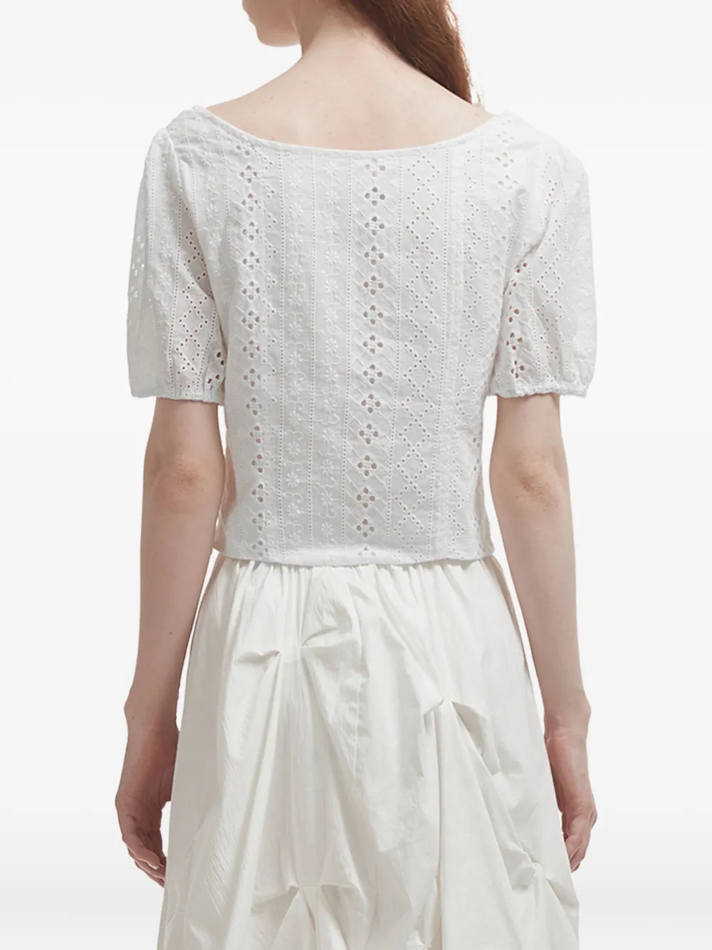 B+ab Eyelet Lace-up Top In Blue