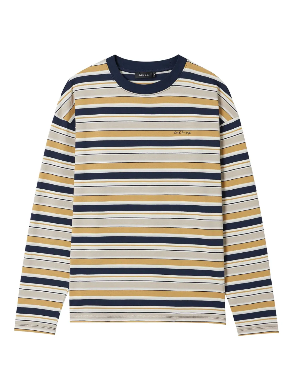 tout a coup embroidered-logo stripe-pattern T-shirt | Yellow | Image 1