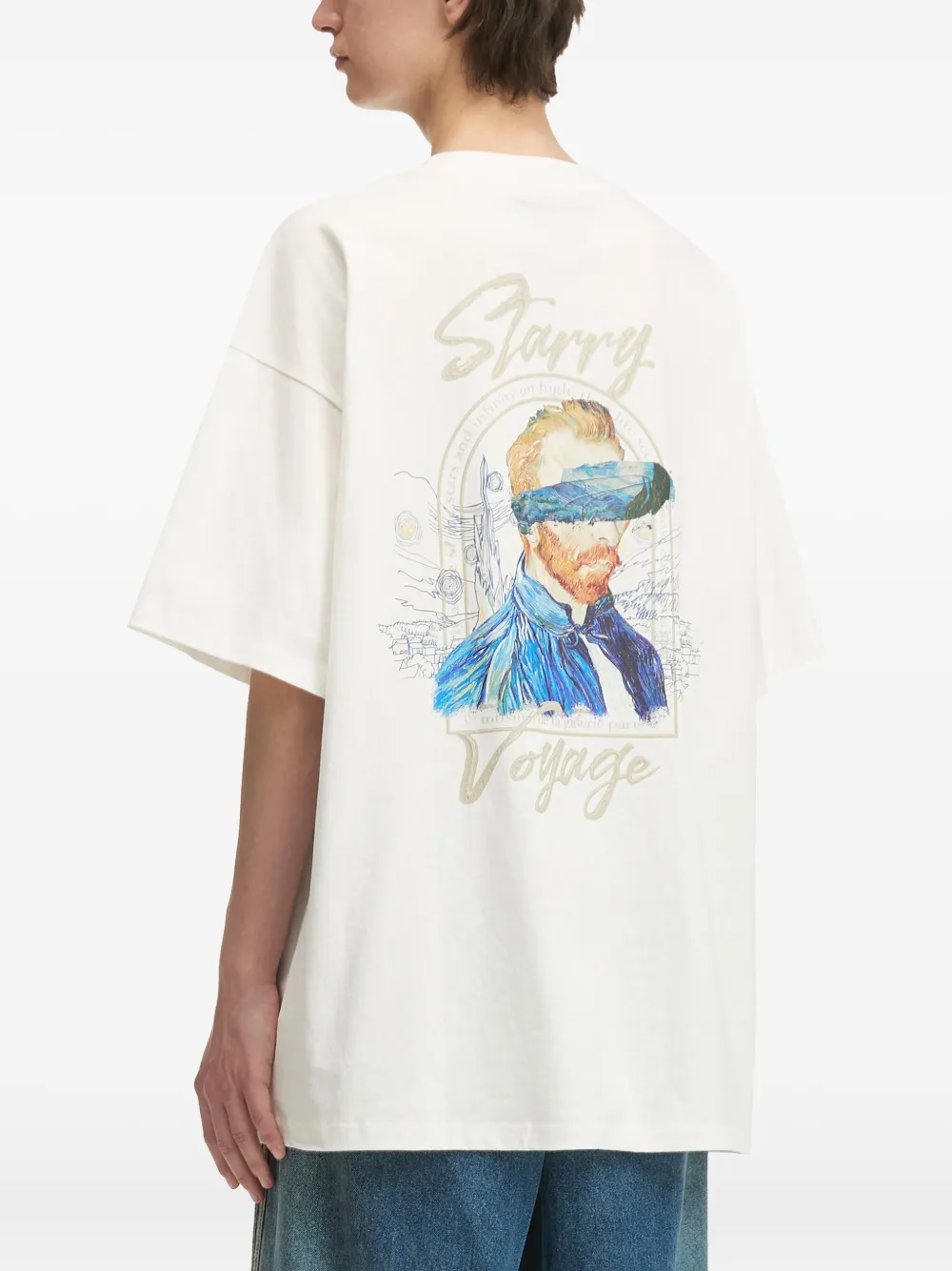 Musium Div. Face-print Cotton T-shirt In White