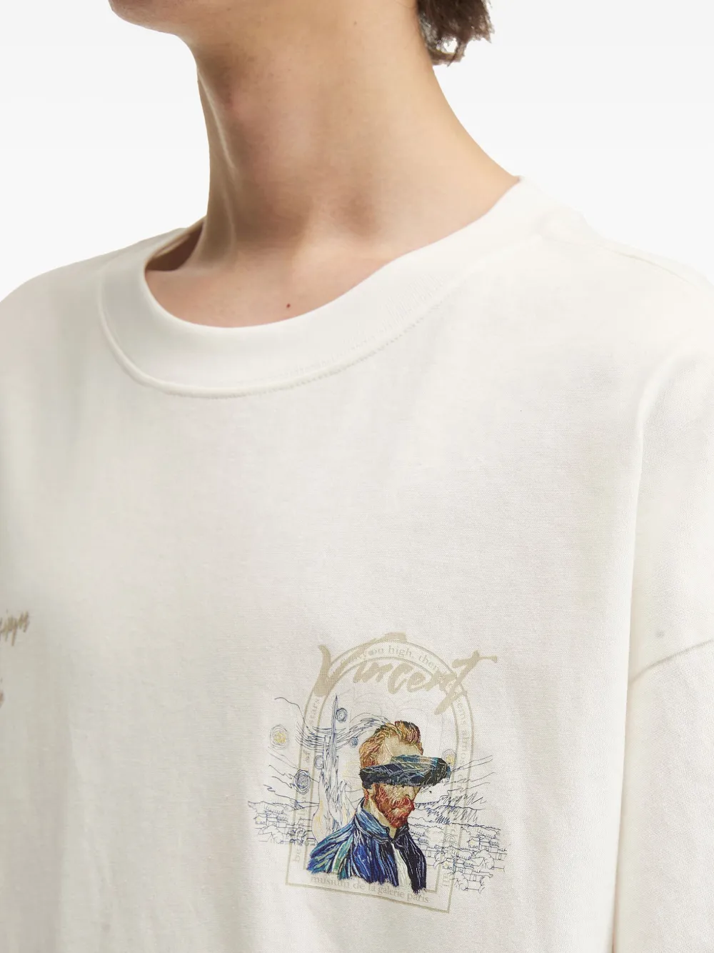 Musium Div. Face-print Cotton T-shirt In White