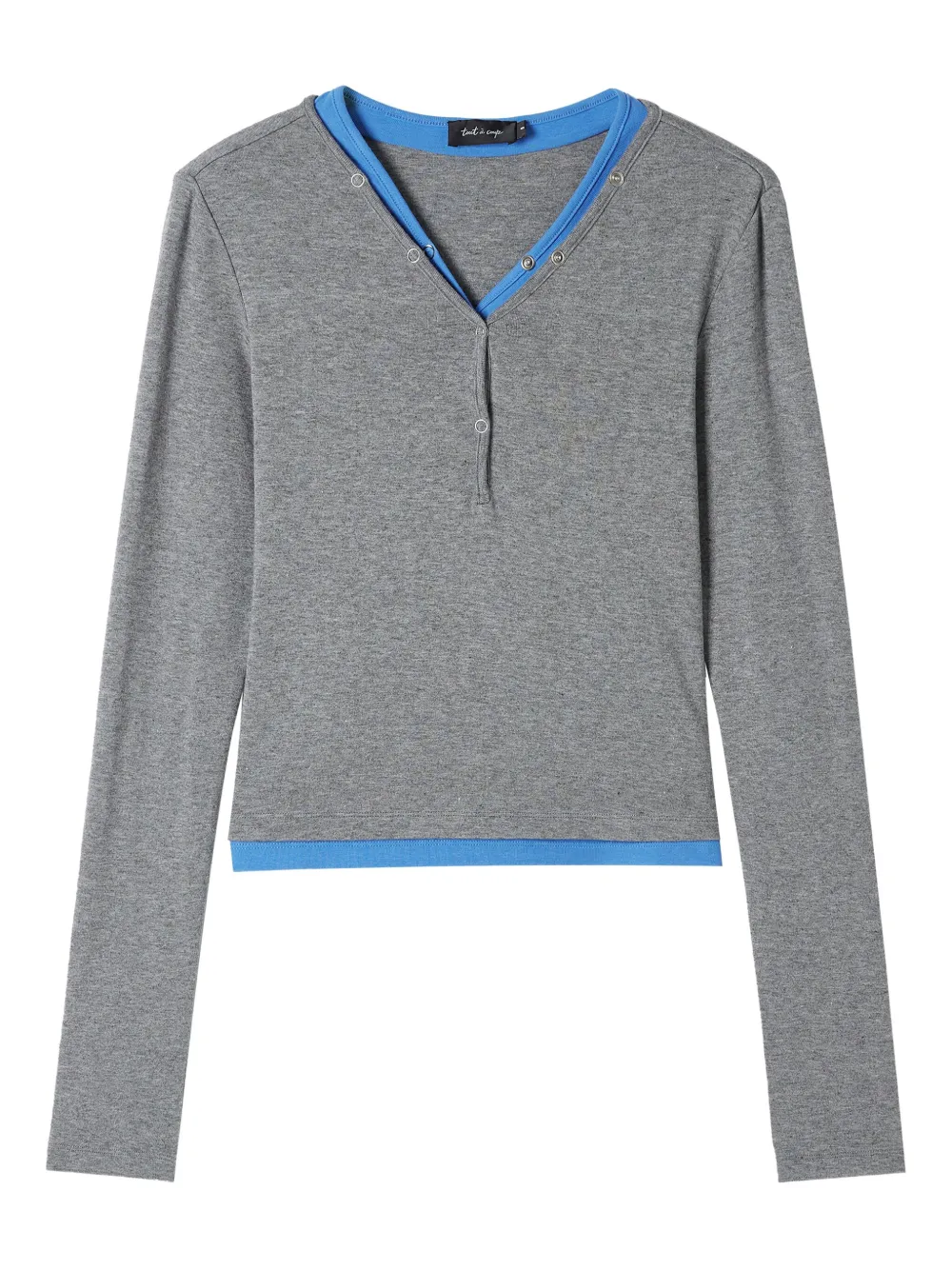 tout a coup Vネック ロングTシャツ - グレー tout a coup Vネック ロングTシャツ - グレー