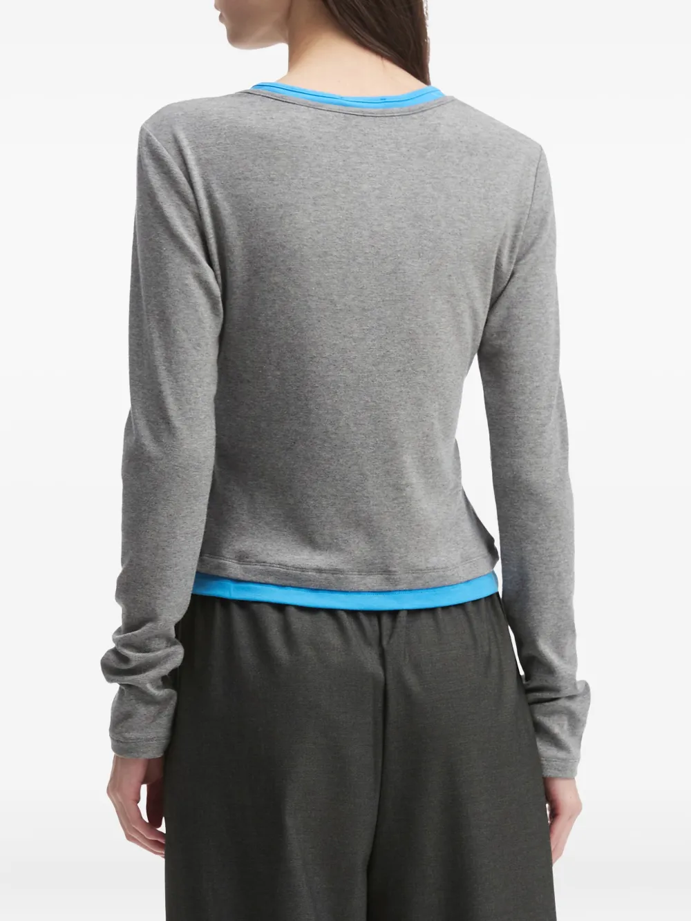 Tout A Coup V-neck Long-sleeves T-shirt In Gray