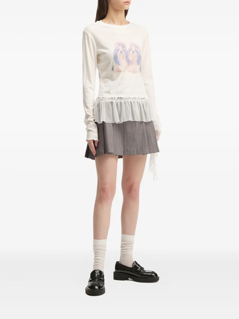 tout a coup dog-print ruffled-hem T-shirt | T-Shirts & Jersey Shirts | Image 2