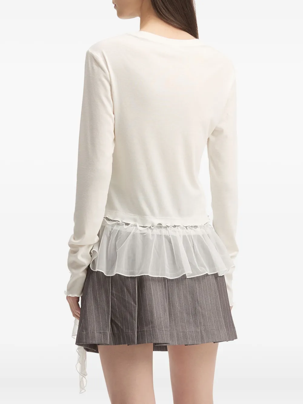 Tout A Coup Dog-print Ruffled-hem T-shirt In Neutral