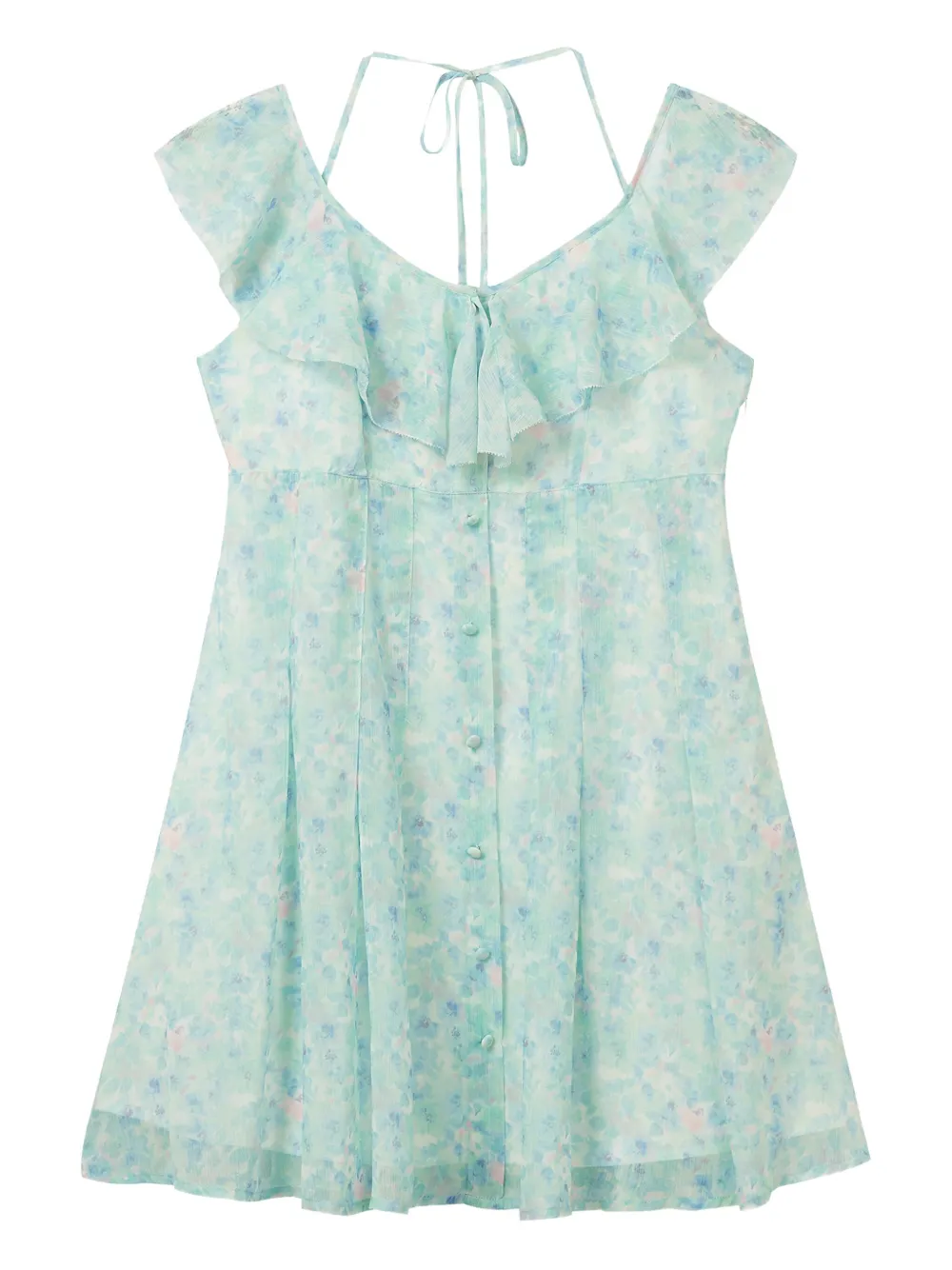 b+ab ruffled floral-print mini dress | Green | Image 1
