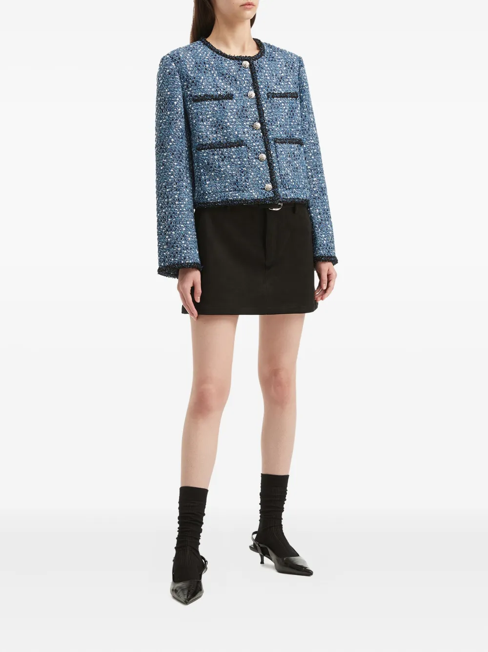 B+ab belted side-pocket mini skirt - Zwart