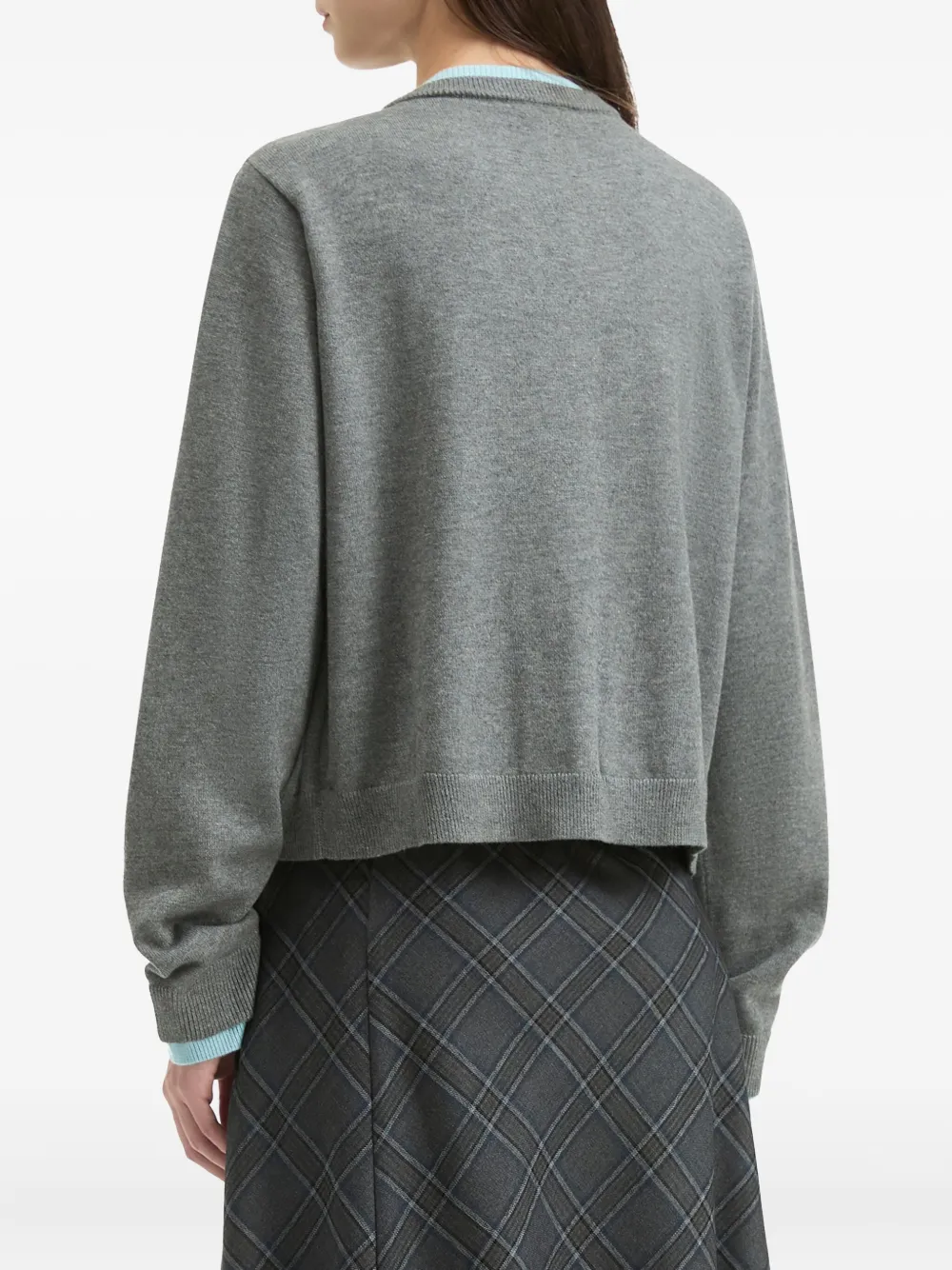B+ab Button-detailed Cropped Cardigan In Gray