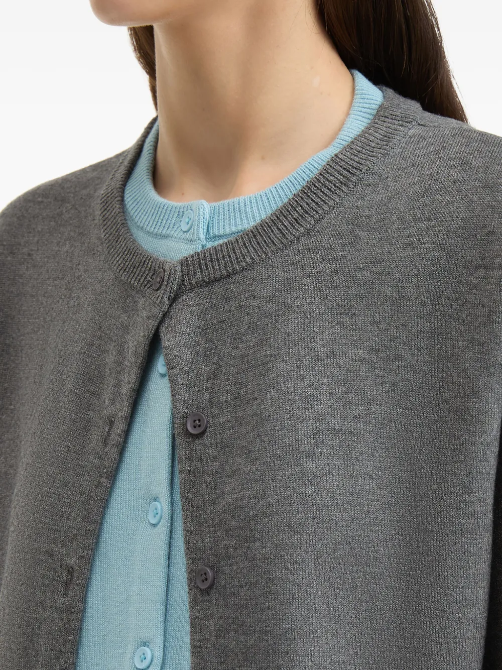 B+ab Button-detailed Cropped Cardigan In Gray